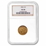 1854 $3 Gold Princess AU-58 NGC