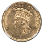 1854 $3 Gold Princess MS-61 NGC