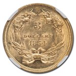 1854 $3 Gold Princess MS-61 NGC