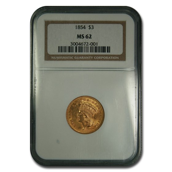 1854 $3 Gold Princess MS-62 NGC 1854 $3 Gold Princess MS-62 NGC