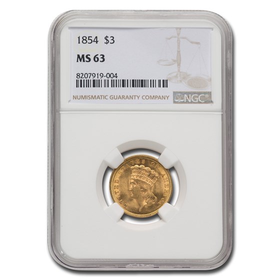 1854 $3 Gold Princess MS-63 NGC 1854 $3 Gold Princess MS-63 NGC