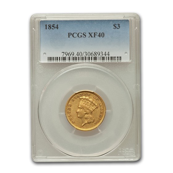 1854 $3 Gold Princess XF-40 PCGS 1854 $3 Gold Princess XF-40 PCGS