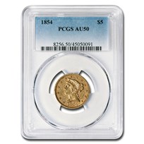 1854 $5 Liberty Gold Half Eagle AU-50 PCGS