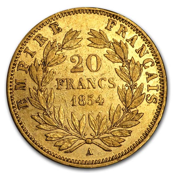 Buy 1854-A France Gold 20 Francs Napoleon III AU | APMEX