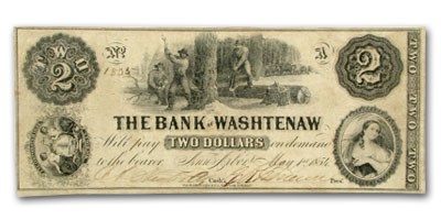 1854 Bank of Washtenaw, MI $2 MI-50, VF 1854 Bank of Washtenaw, MI $2 MI-50, VF