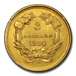 1854-D $3 Gold Princess AU-50 PCGS