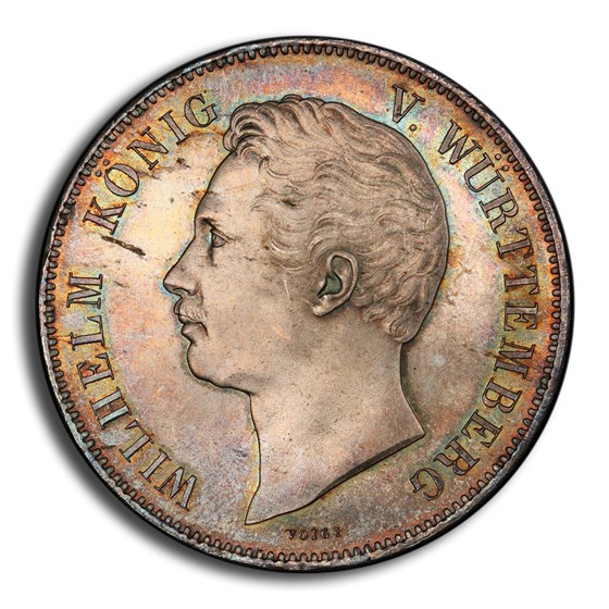 1854 German States Wurttemberg 2 Thaler 3-1/2 Gulden MS-66PCGS 1854 German States Wurttemberg 2 Thaler 3-1/2 Gulden MS-66PCGS