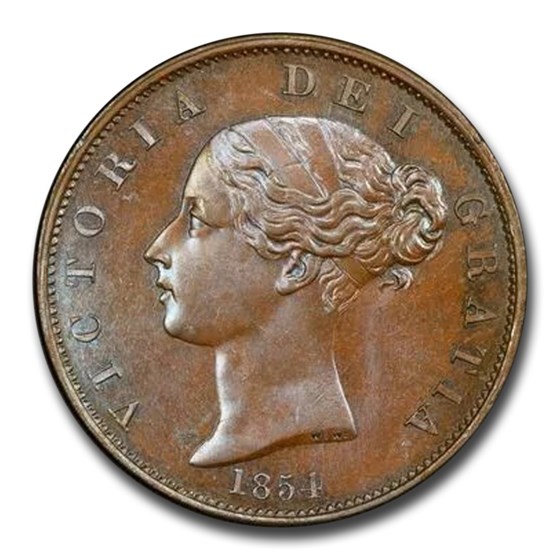1854 Great Britain 1/2 Penny Victoria MS-63 PCGS (Brown) 1854 Great Britain 1/2 Penny Victoria MS-63 PCGS (Brown)