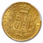 1854 Great Britain Gold Sov. Victoria Shield AU-53 PCGS WW Incuse