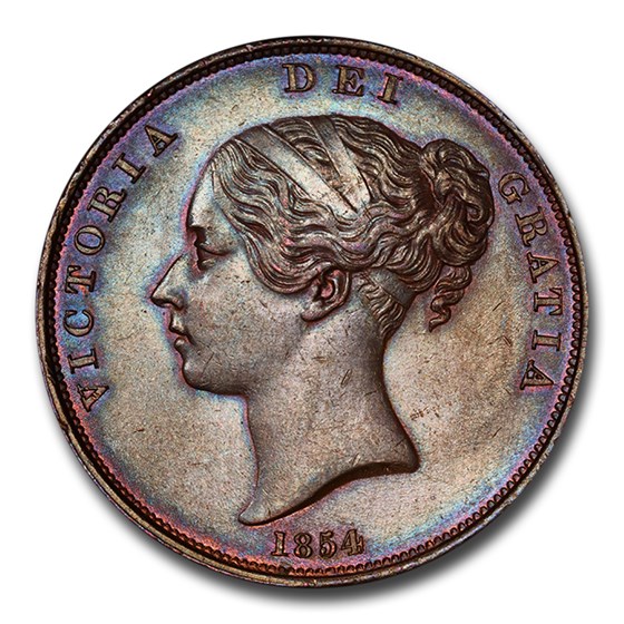 1854 Great Britain Penny Victoria MS-63 PCGS (Brown)