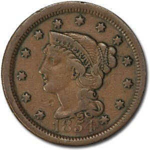 1854 Large Cent Fine