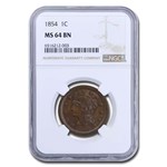 1854 Large Cent MS-64 NGC (Brown)