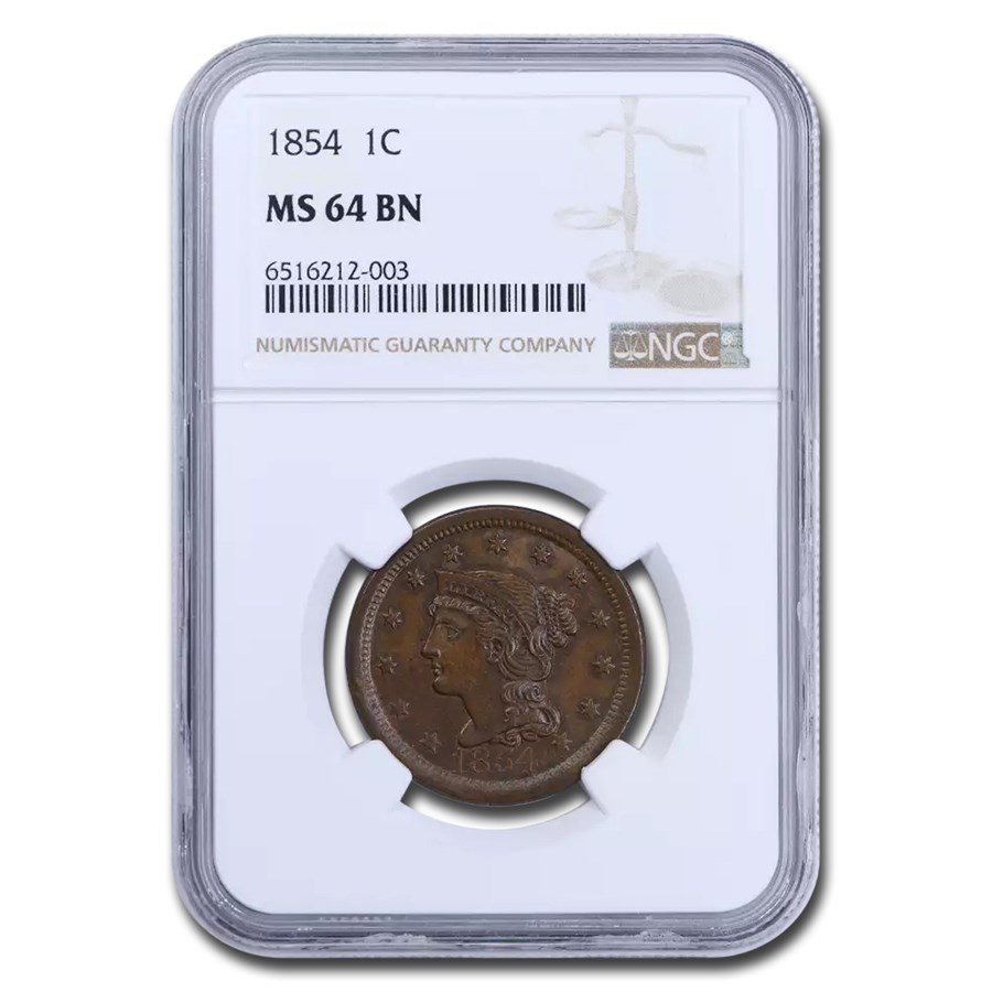 1854 Large Cent MS-64 NGC (Brown)