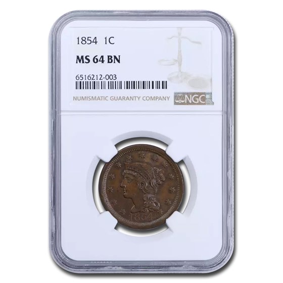 1854 Large Cent MS-64 NGC (Brown) 1854 Large Cent MS-64 NGC (Brown)