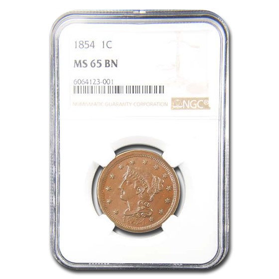 1854 Large Cent MS-65 NGC (Brown, N-7) 1854 Large Cent MS-65 NGC (Brown, N-7)
