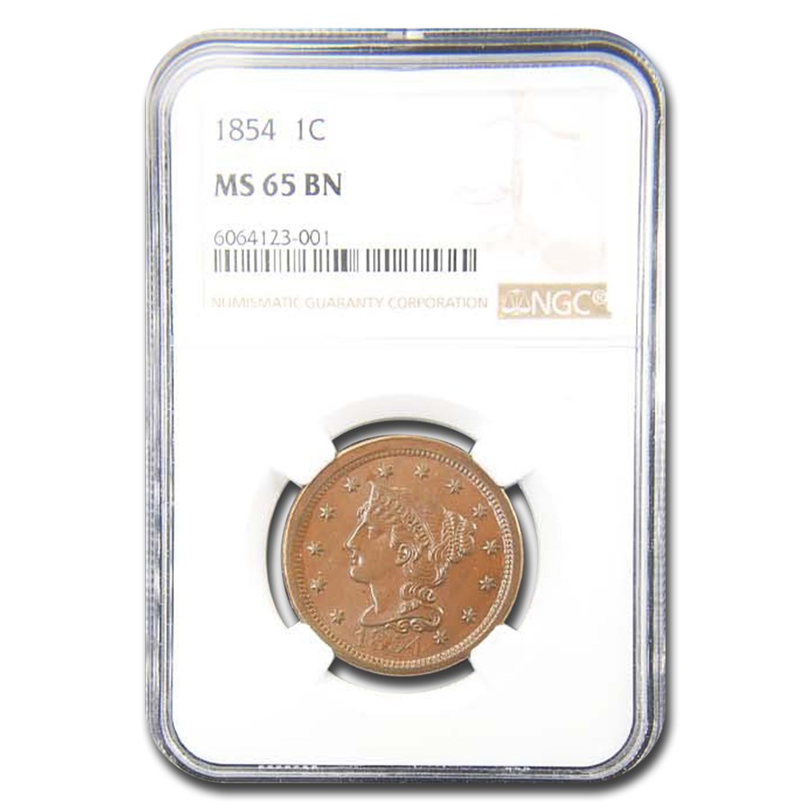 1854 Large Cent MS-65 NGC (Brown, N-7)