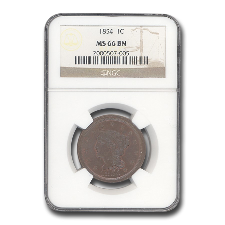 1854 Large Cent MS-66 NGC (Brown)