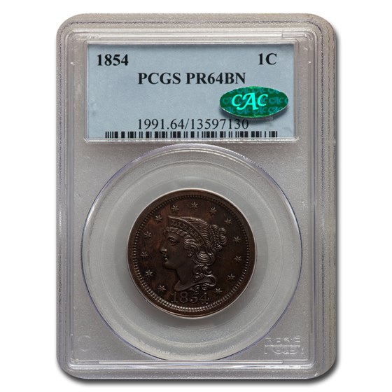 1854 Large Cent PR-64 PCGS CAC (Brown) 1854 Large Cent PR-64 PCGS CAC (Brown)
