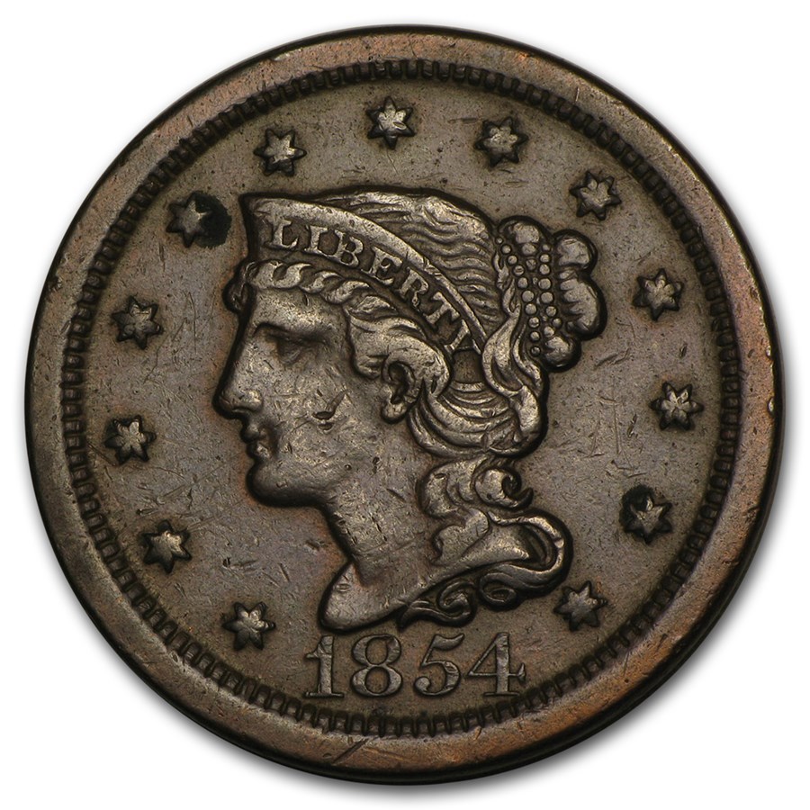 1854 Large Cent VF