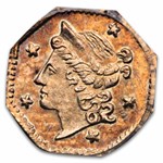1854 Liberty Octagonal 25 Cent Gold MS-63 NGC (BG-105)