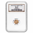 1854 Liberty Octagonal 25 Cent Gold MS-63 NGC (BG-105)