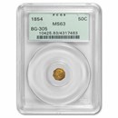 1854 Liberty Octagonal 50¢ Gold PCGS MS-63 (BG-305)