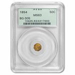 1854 Liberty Octagonal 50¢ Gold PCGS MS-63 (BG-305)