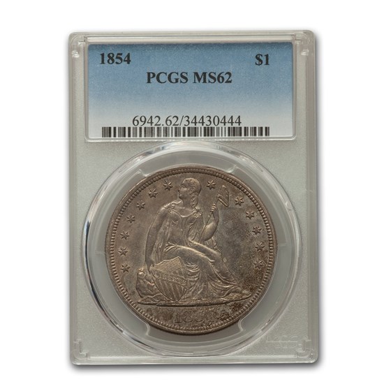 1854 Liberty Seated Dollar MS-62 PCGS 1854 Liberty Seated Dollar MS-62 PCGS