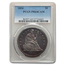 1854 Liberty Seated Dollar PR-64 Cameo PCGS