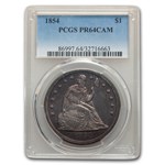 1854 Liberty Seated Dollar PR-64 Cameo PCGS