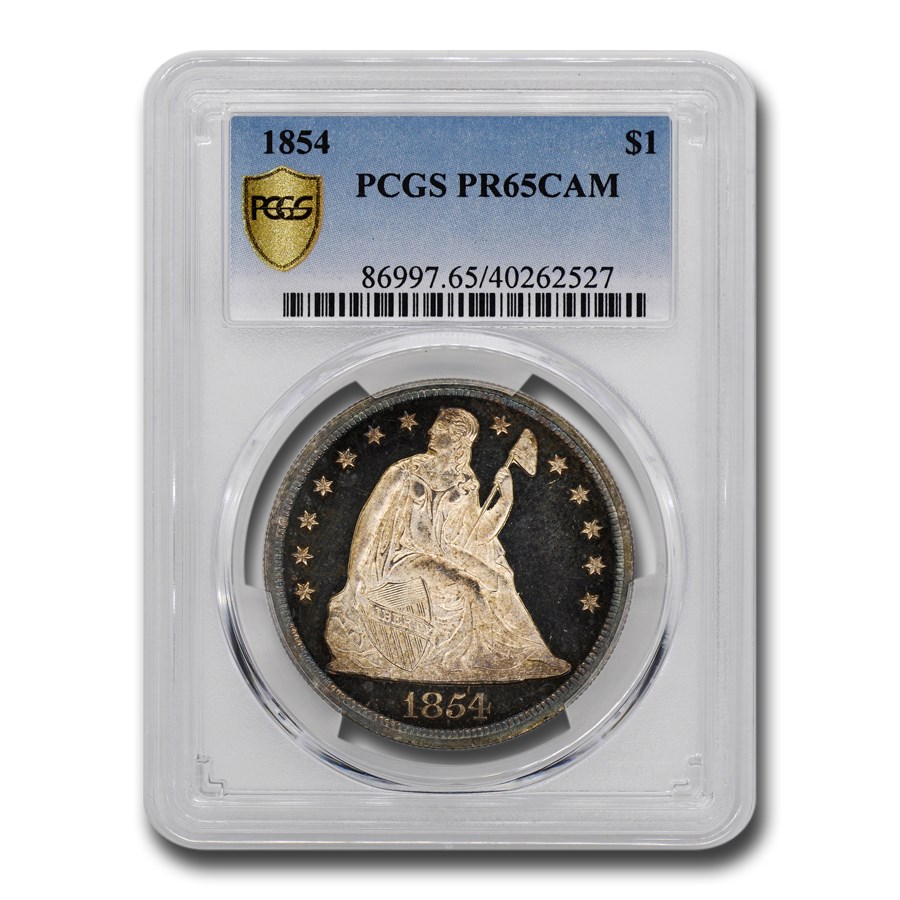 1854 Liberty Seated Dollar PR-65 Cameo PCGS