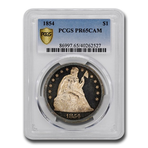 1854 Liberty Seated Dollar PR-65 Cameo PCGS 1854 Liberty Seated Dollar PR-65 Cameo PCGS
