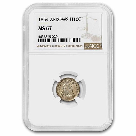 1854 Liberty Seated Half Dime MS-67 NGC (Arrows) 1854 Liberty Seated Half Dime MS-67 NGC (Arrows)