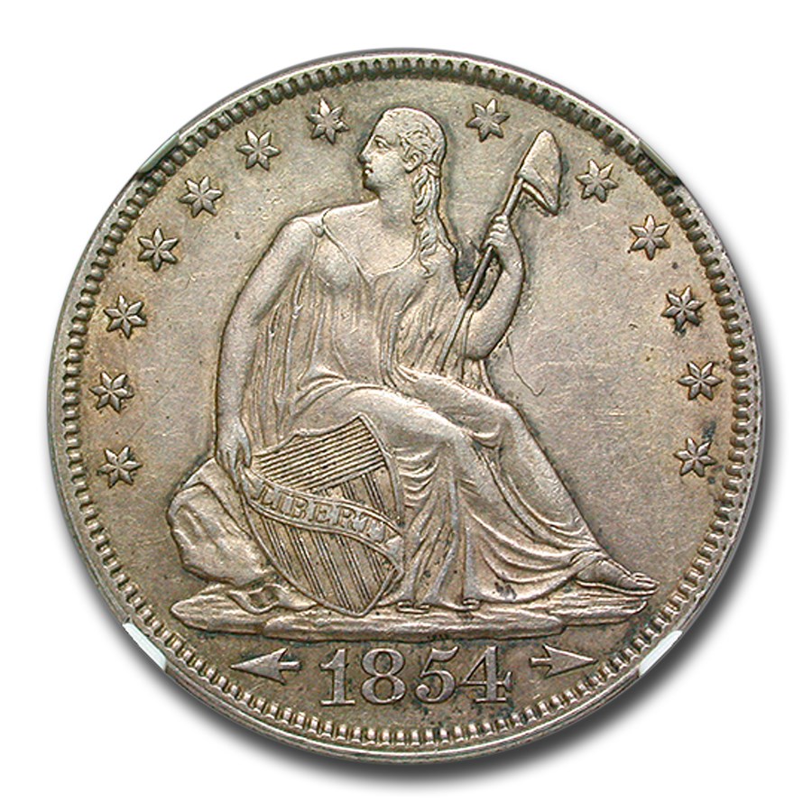 1854 Liberty Seated Half Dollar AU 55 NGC (Arrows)