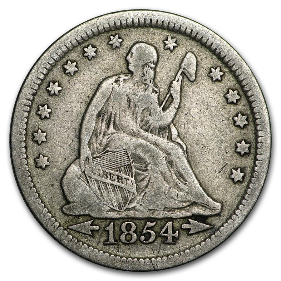 1854 Liberty Seated Quarter Fine w/Arrows