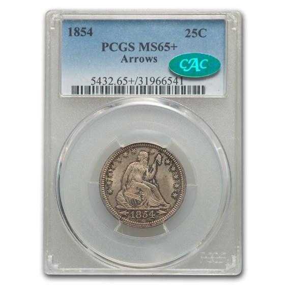 1854 Liberty Seated Quarter MS-65+ PCGS CAC (Arrows) 1854 Liberty Seated Quarter MS-65+ PCGS CAC (Arrows)