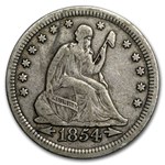 1854 Liberty Seated Quarter VF w/Arrows