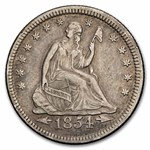 1854 Liberty Seated Quarter XF Details (Cleaned)