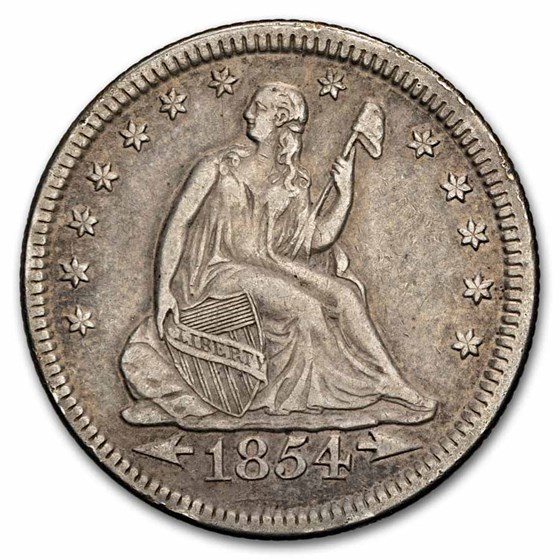 1854 Liberty Seated Quarter XF Details (Cleaned)