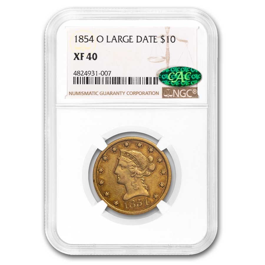 1854-O $10 Liberty Gold Eagle XF-40 NGC CAC (Large Date)