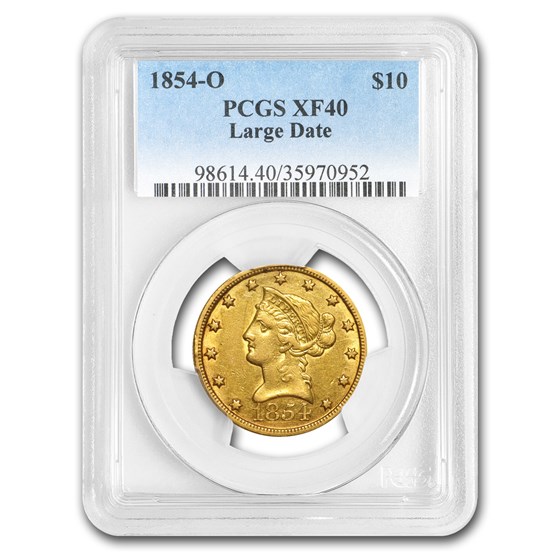 1854-O $10 Liberty Gold Eagle XF-40 PCGS (Large Date) 1854-O $10 Liberty Gold Eagle XF-40 PCGS (Large Date)