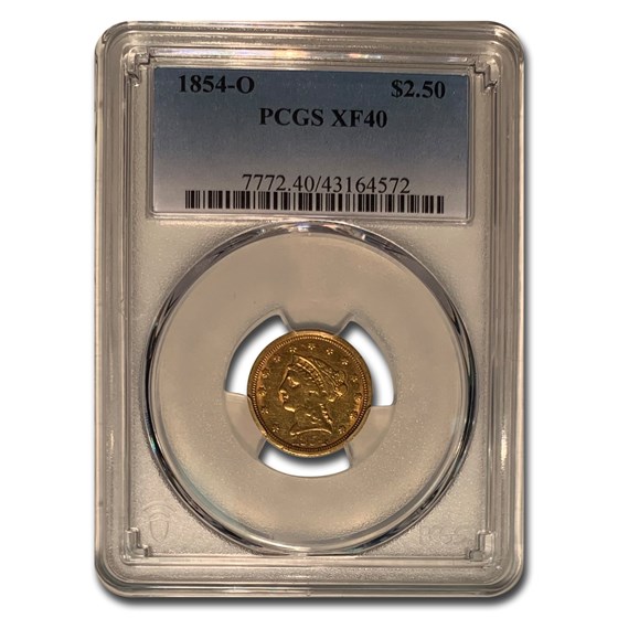 1854-O $2.50 Liberty Gold Quarter Eagle XF-40 PCGS 1854-O $2.50 Liberty Gold Quarter Eagle XF-40 PCGS