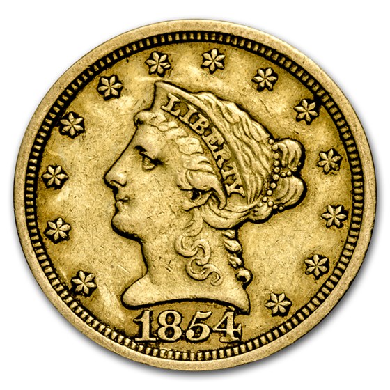 1854-O $2.50 Liberty Gold Quarter Eagle XF 1854-O $2.50 Liberty Gold Quarter Eagle XF