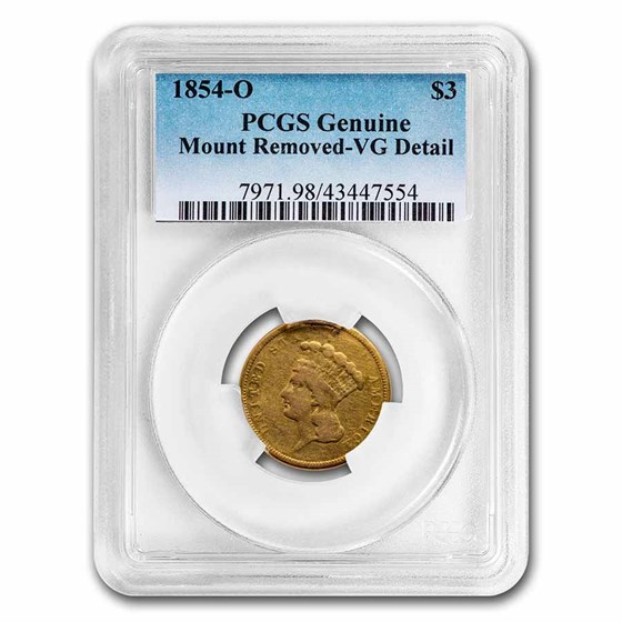 Buy 1854-O $3.00 Gold Princess VG Details PCGS (Mount Removed) | APMEX