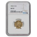 1854-O $3 Gold Princess AU-53 NGC
