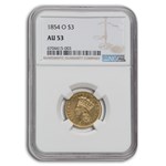 1854-O $3 Gold Princess AU-53 NGC
