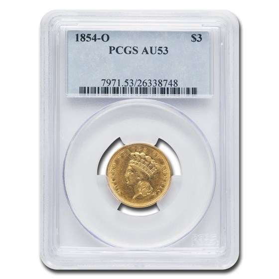 1854-O $3 Gold Princess AU-53 PCGS 1854-O $3 Gold Princess AU-53 PCGS