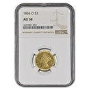 1854-O $3 Gold Princess AU-58 NGC