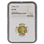 1854-O $3 Gold Princess AU-58 NGC