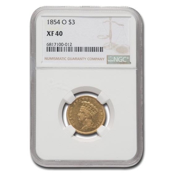 1854-O $3 Gold Princess XF-40 NGC